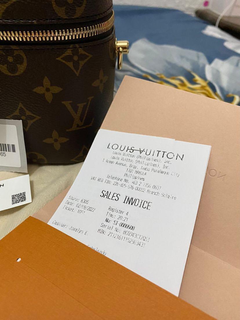 Receipt * Like New Louis Vuitton Monogram Vanity PM, Luxury, Bags & Wallets  on Carousell