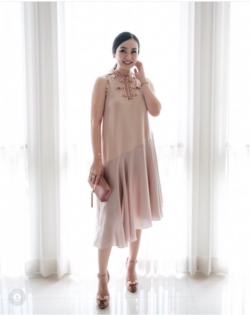 AVA Proloque Blush Pink Dress, Fesyen 