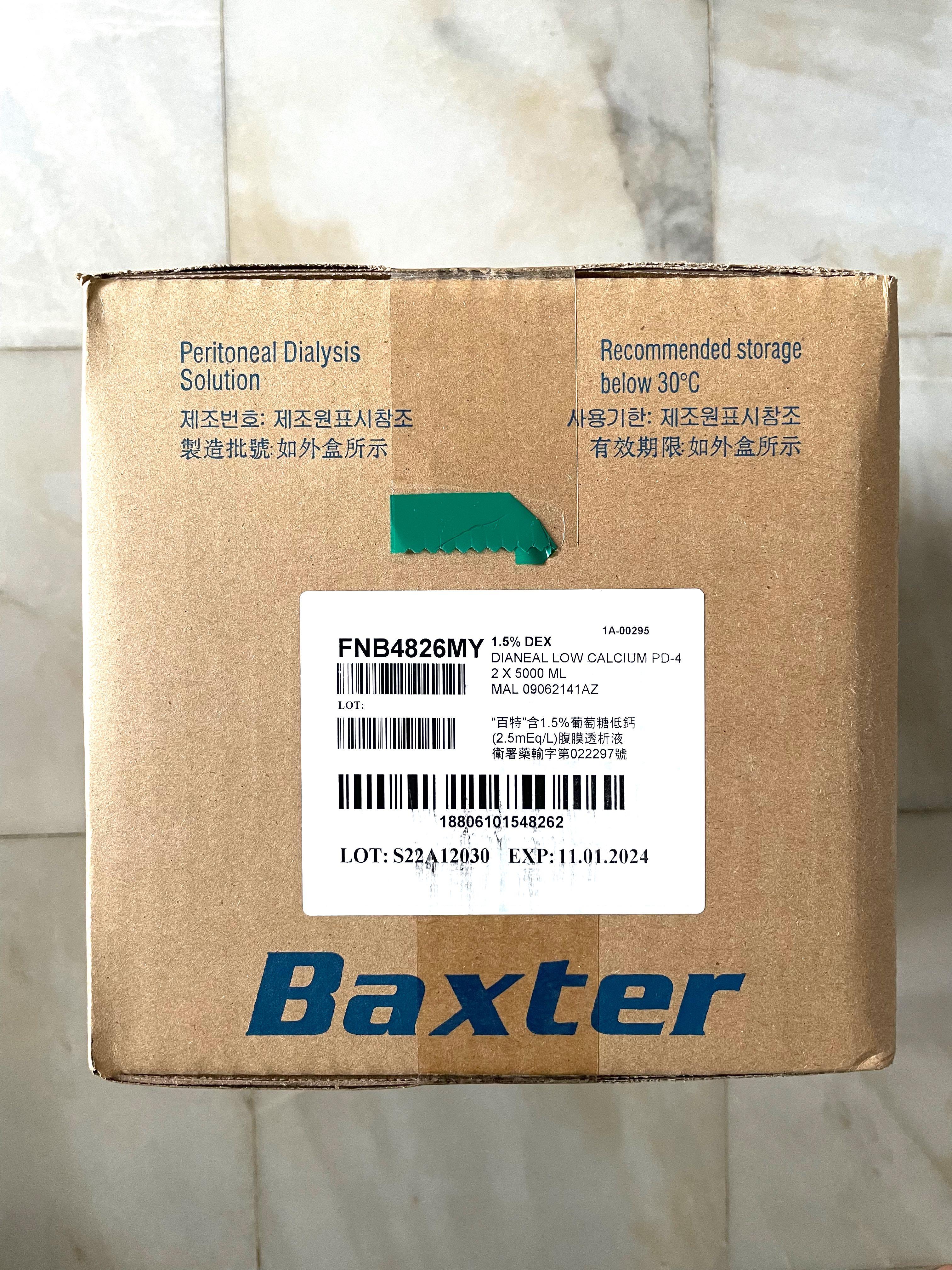Baxter Peritoneal Dialysis Solution 5L 1.5 & 2.5, Health