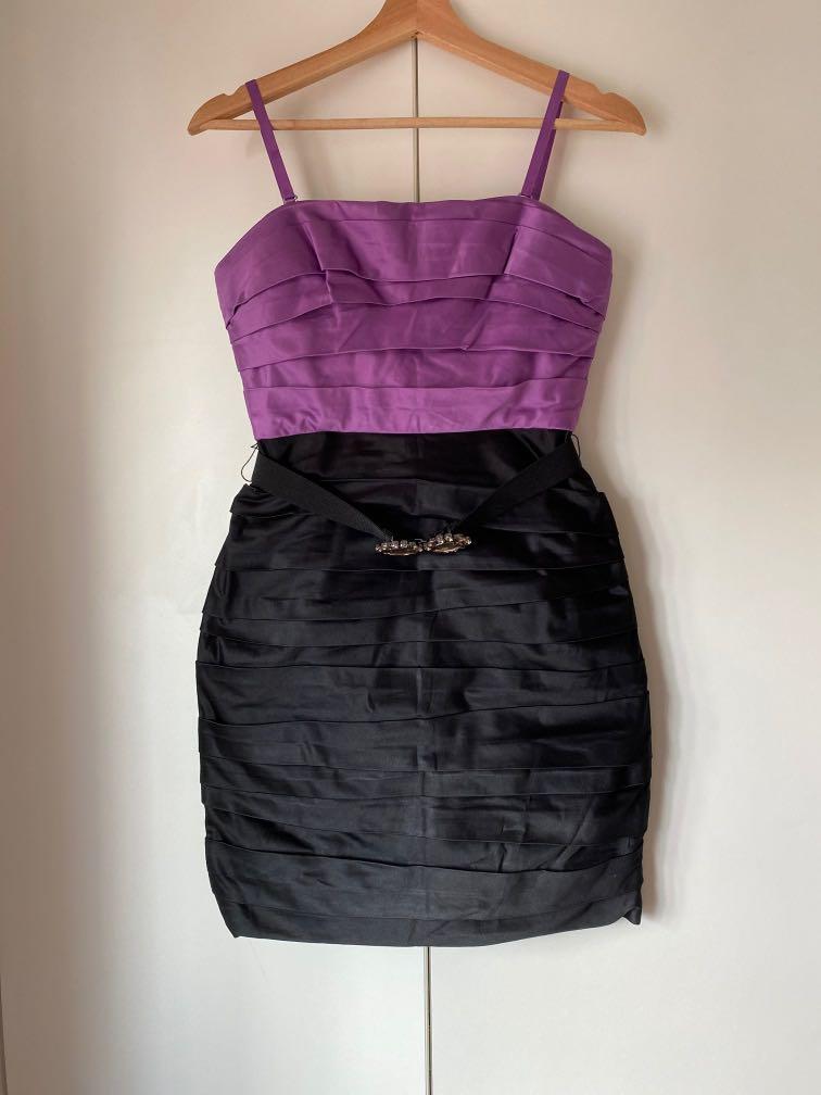 Purple and discount black cocktail dress