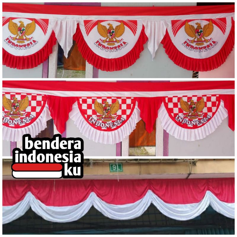 BENDERA MERAH PUTIH BACKGROUND HIASAN DINDING PERAYAAN AGUSTUSAN HUT RI