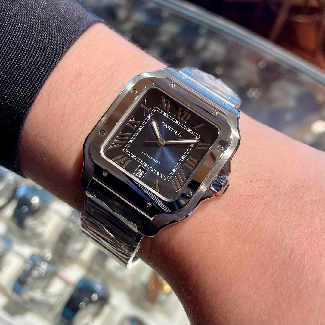Cartier santos de cheap cartier xl blue dial