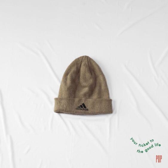 Brown Black Adidas Beanie Hat, Fesyen 