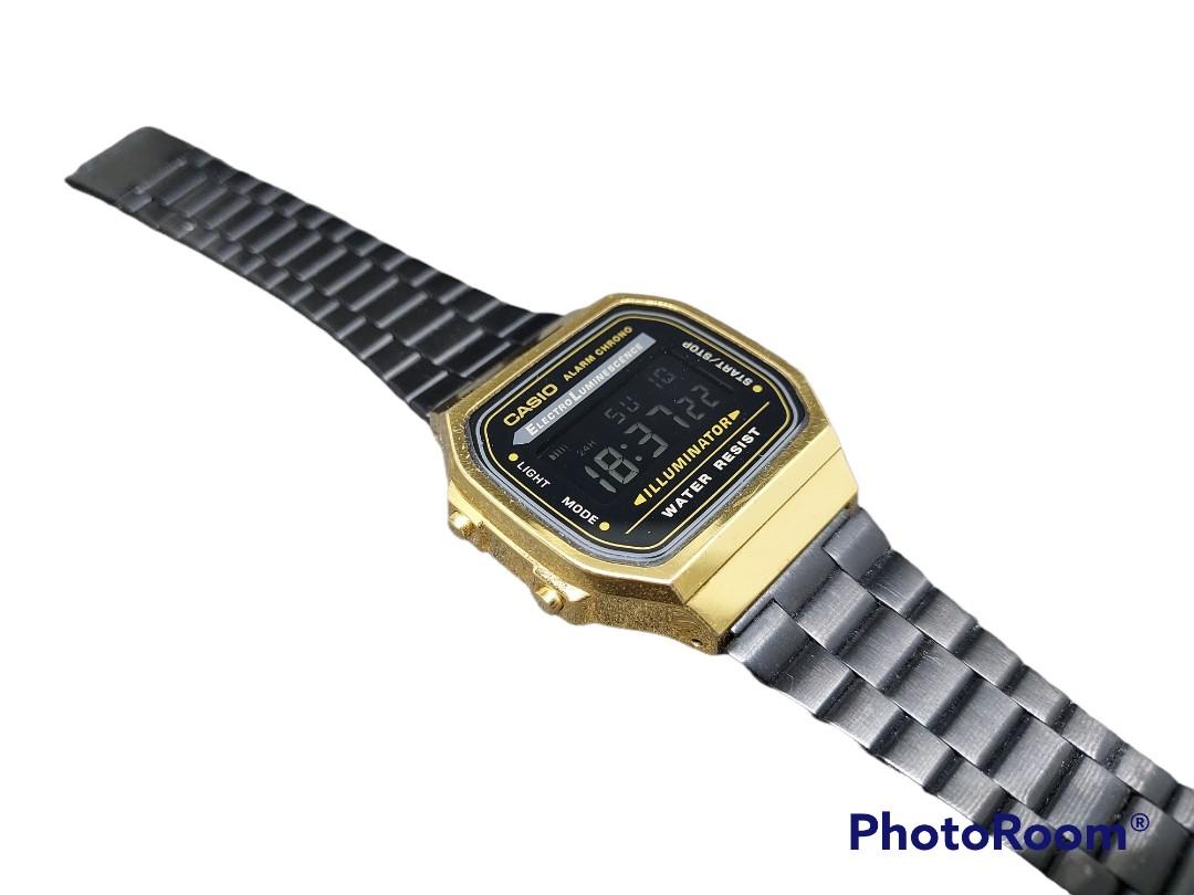 Casio Gold Watch Black Vintage Classic A168WE A168 WE