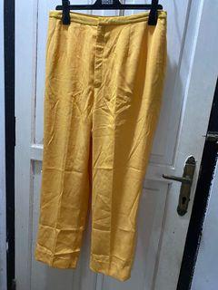 Celana panjang baggy high waist hw kuning mustard L to XL