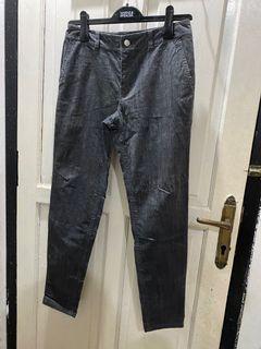 Celana panjang corduroy abu-abu dark grey high waist hw