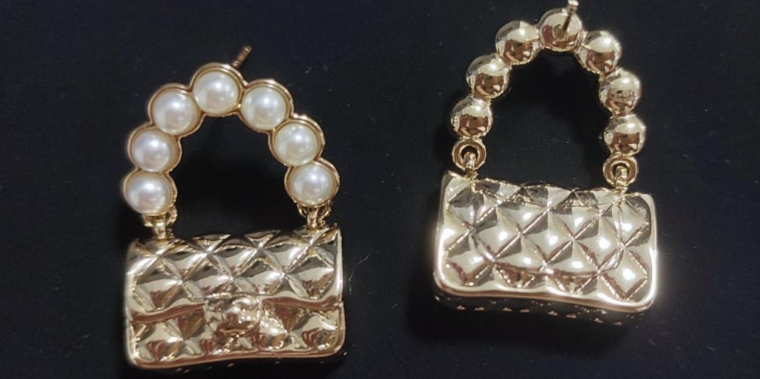 Chanel 2021 Flap Bags Gold Plated Earrings, myGemma, QA