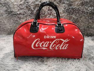 Coca Cola Red Patent Glossy Vintage Leather Duffle Bag