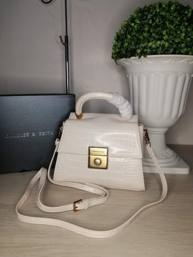 COD Charles Keith Bag 2020 Collection White Croc Embossed