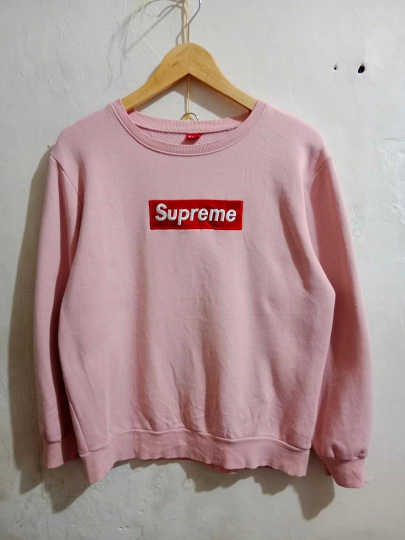 Pink store supreme crewneck