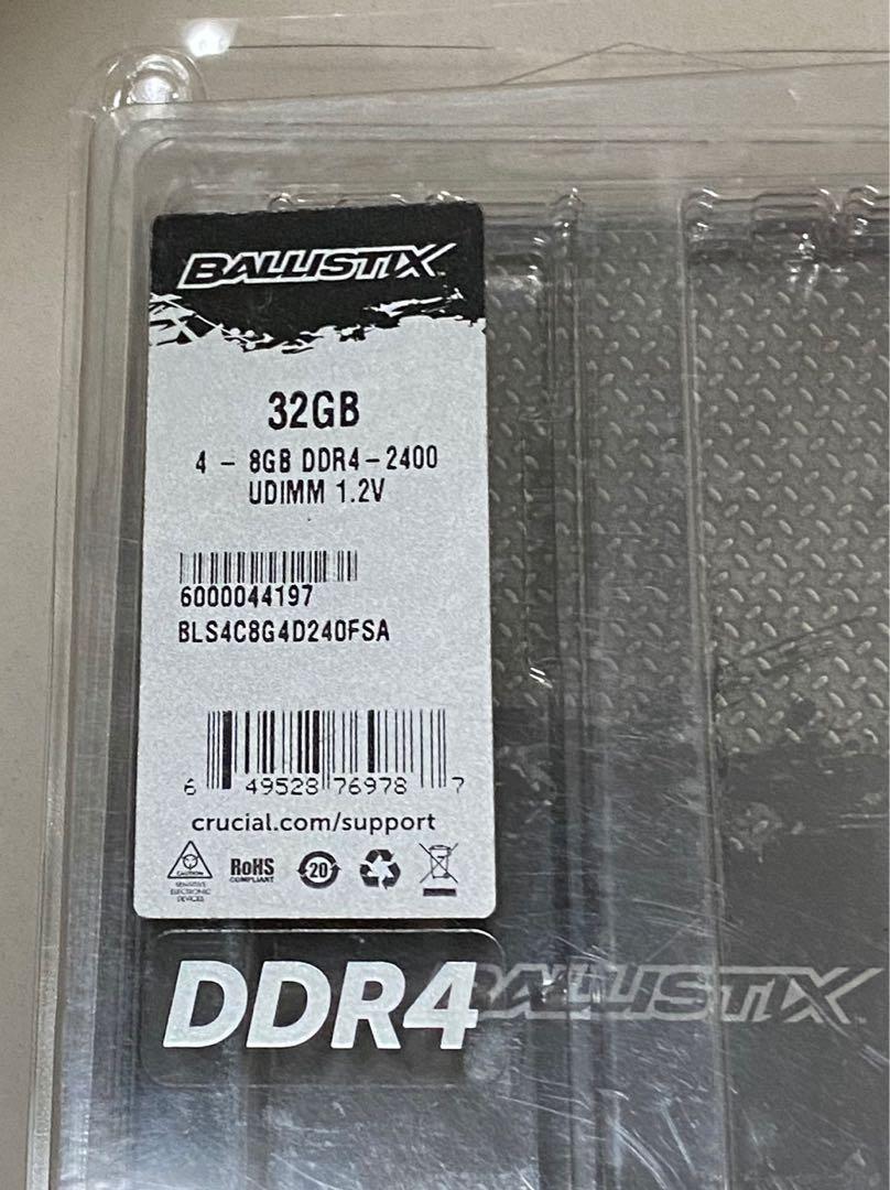 Crucial Ballistix Sport DDR4 32GB (4x8GB) 2400, Computers & Tech