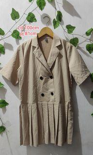 Dress coat cream bukan zara, uniqlo, h&m