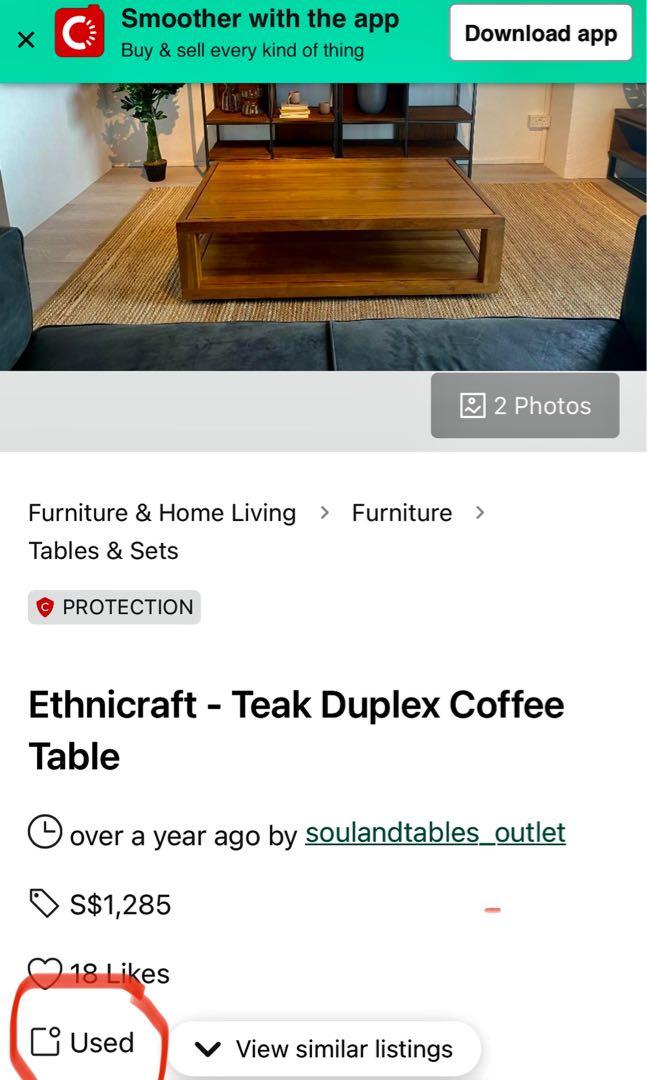 Ethnicraft, Teak Duplex Coffe Table, Furniture & Home Living, Furniture
