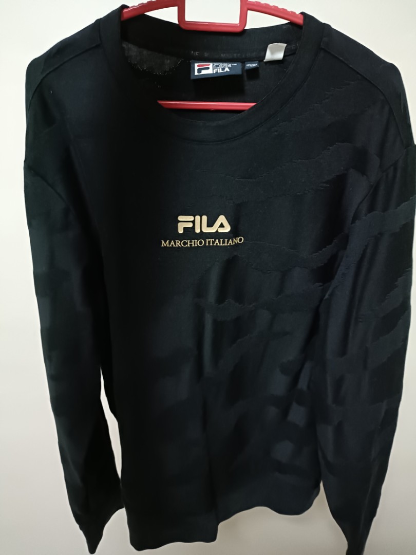Black and top gold fila shirt