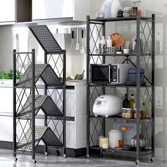 Portable Kitchen Rak Foldable Rack Rak Lipat Besi Rak Dapur Rak Buku Kitchen Rack Kitchen ...