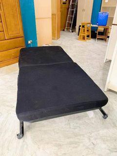 Folding Bed
L36 W79 H13 inches
2 inches thick foam 
metal legs
