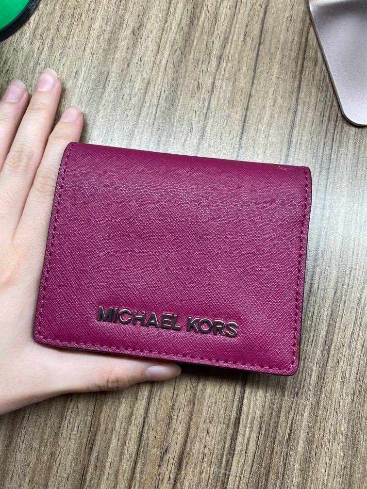 Fuchsia pink michael kors wallet Women s Fashion Bags Wallets Wallets Card holders on Carousell