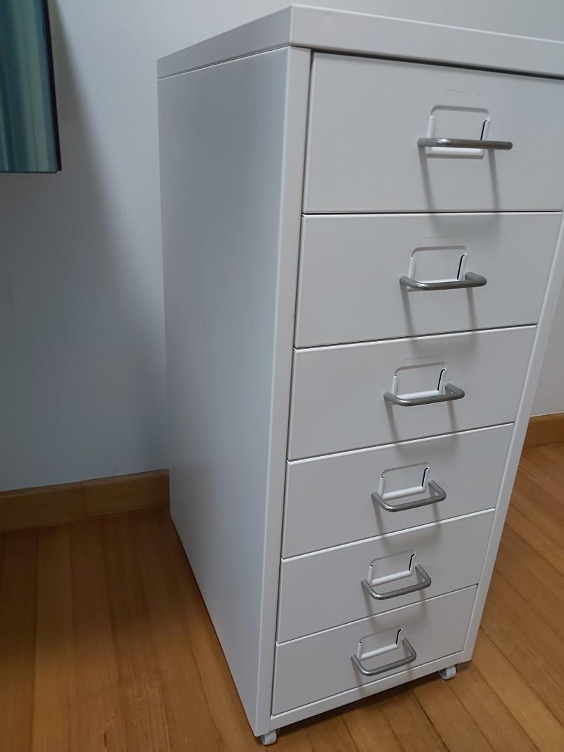 Ikea Helmer Metal Rack Shelves Drawers with Wheels., Furniture