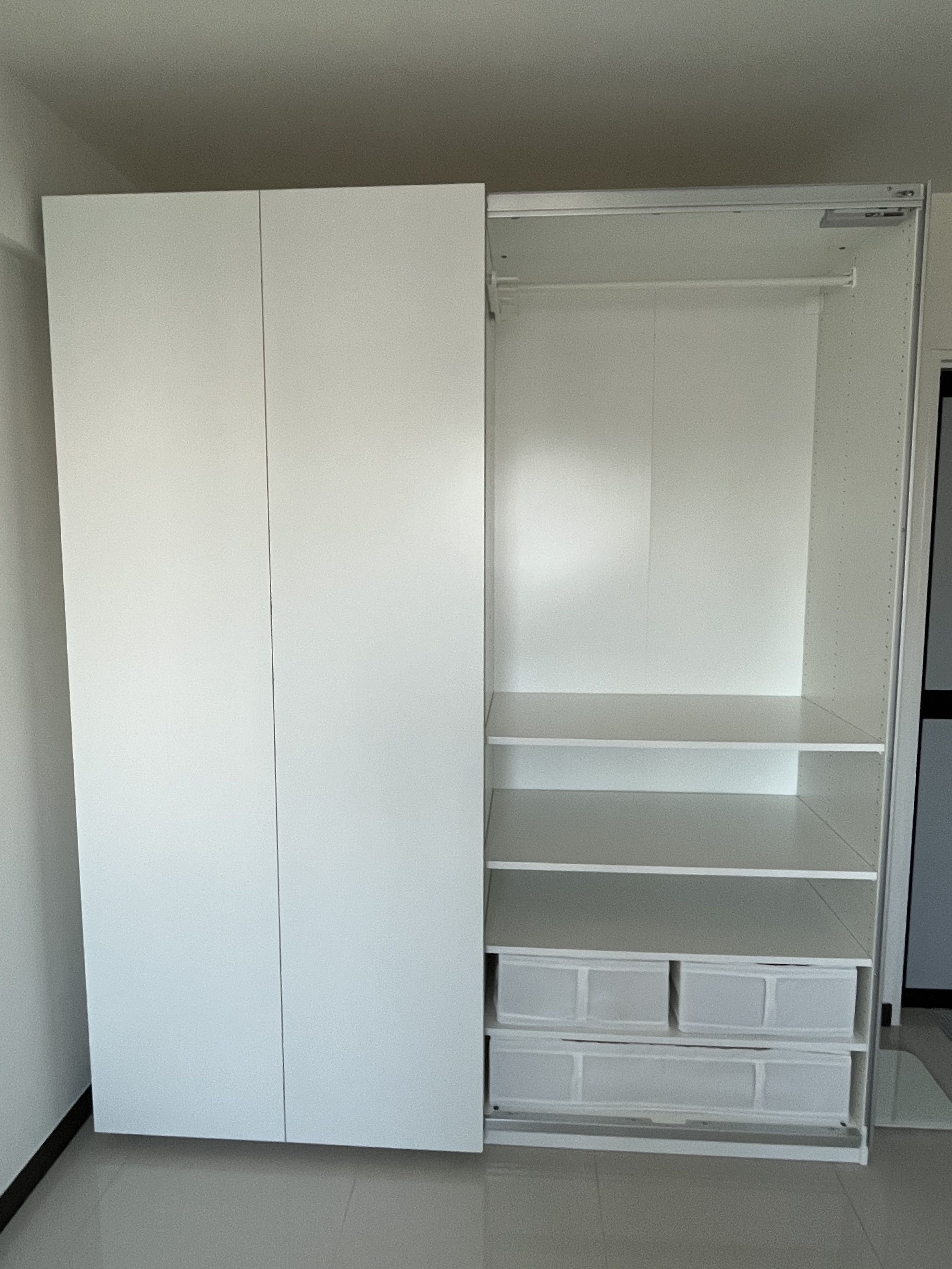 Ikea PAX wardrobe Hasvik white, Furniture & Home Living, Furniture