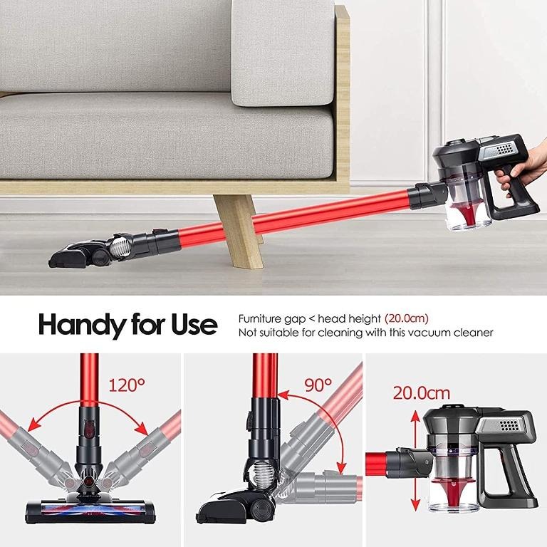Jajibot Cordless Vacuum Cleaner, 12000Pa Stick Vacuum, 2 In 1 Handheld