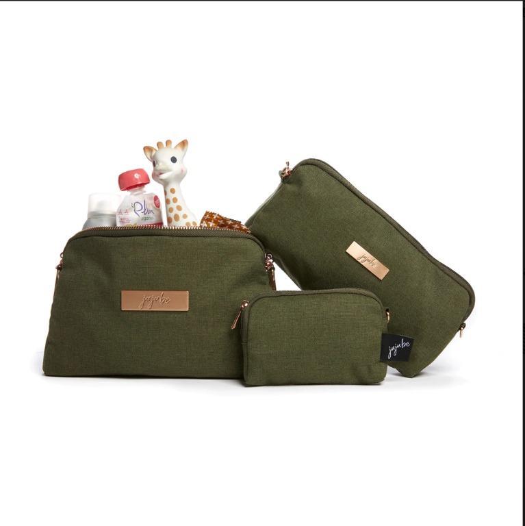 Jujube Be Set Olive (Category: Diaper Bags & Wetbags) located in Makati City. Submitted by chaitealover (Listing ID 1173049569, Image 2). Description: Get ready to take your organization skills to the next level. This set includes three mini bags that you can use to organize your diaper bag or as standalone bags. When you pack with Be Set, you’ll never have to dig around the bottom of your bag for small items again. The set comes with two detacha