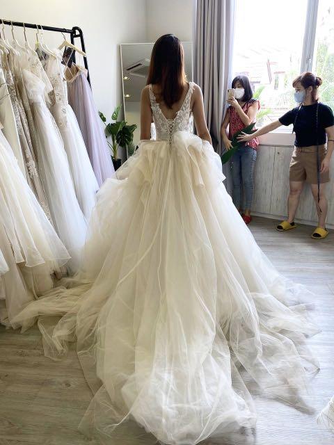 Lacey long tail wedding gown Women s Fashion Dresses Sets