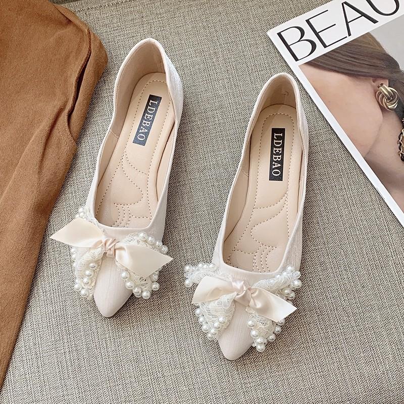 Lady s shoes fashion cute princess style soft flat white Women s