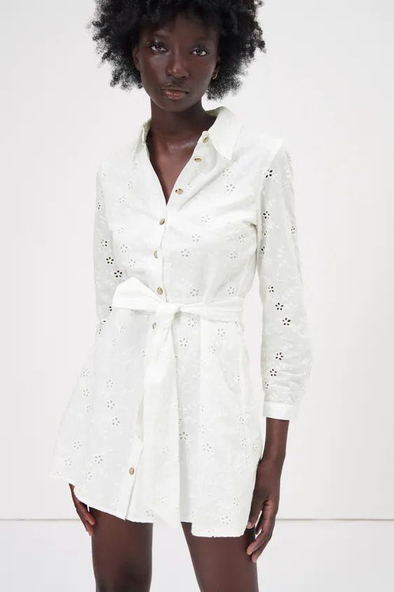 Zara midi embroidered dress cheap