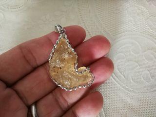 Libyan Gold Tektite Lucky Carp Shaped Silver Pendant
