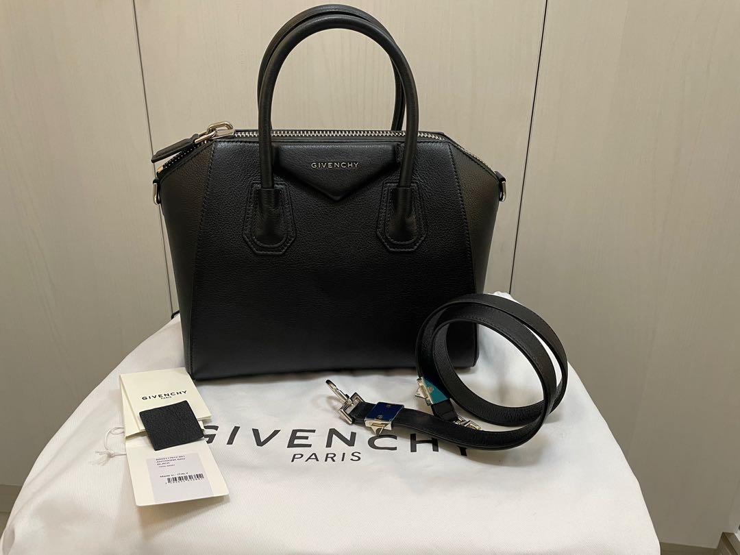 Like New Givenchy Antigona Small (Category: Luxury Bags & Wallets) located in Taguig. Submitted by dangruizdee (Listing ID 1172983116, Image 1). Description: Like new/unused condition Comes with dustbag, care card, leather swatch Strap still has plastic film Goat skin Retails 125k+.
