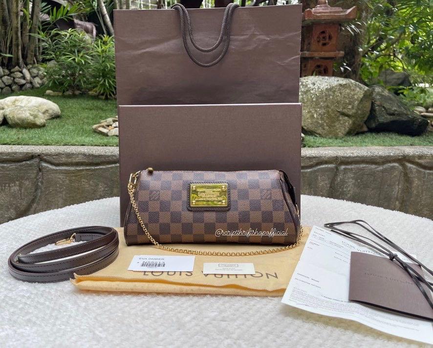 Authentic Louis Vuitton Damier Ebene Two Way Eva Clutch, Luxury, Bags &  Wallets on Carousell