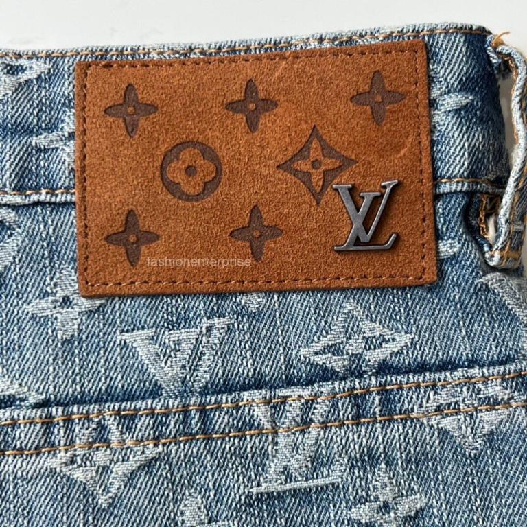 Louis Vuitton Embroidered Monogram Baggy Denim Pants