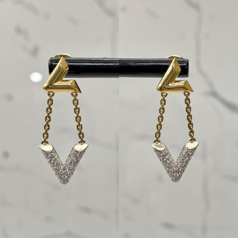 Louis Vuitton LV Volt Upside Down Pendant, Yellow and White Gold and Diamonds Gold. Size NSA