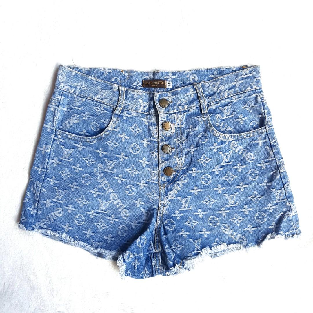 REPRICED❗✯ LV x Supreme denim jean logo monogram shorts, Luxury