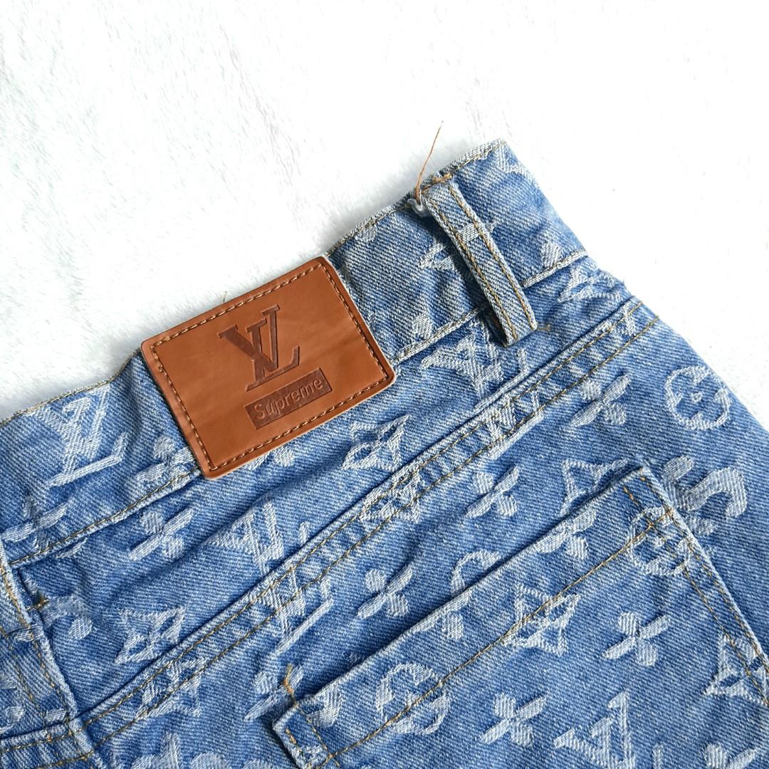 Supreme Jeans LVMH Streetwear Monogram, Louis Vuitton supreme, blue, angle,  logo png