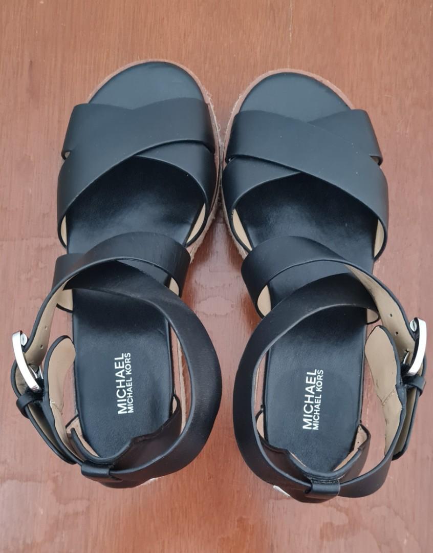 Michael michael kors darby discount vachetta leather flatform espadrille sandals