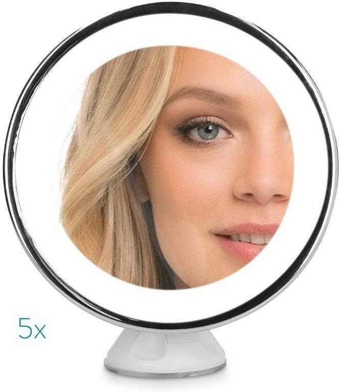 Navaris LED Makeup Mirror 10X Magnifying Vanity Mirror with Suction