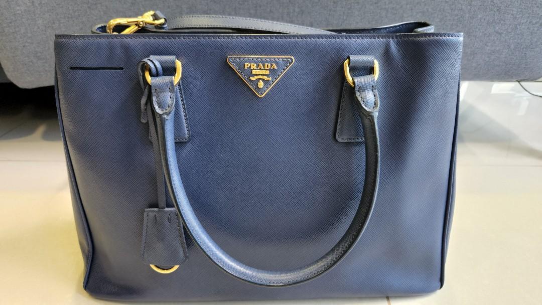 Prada Bluette Saffiano Lux Leather Tote Bag Prada