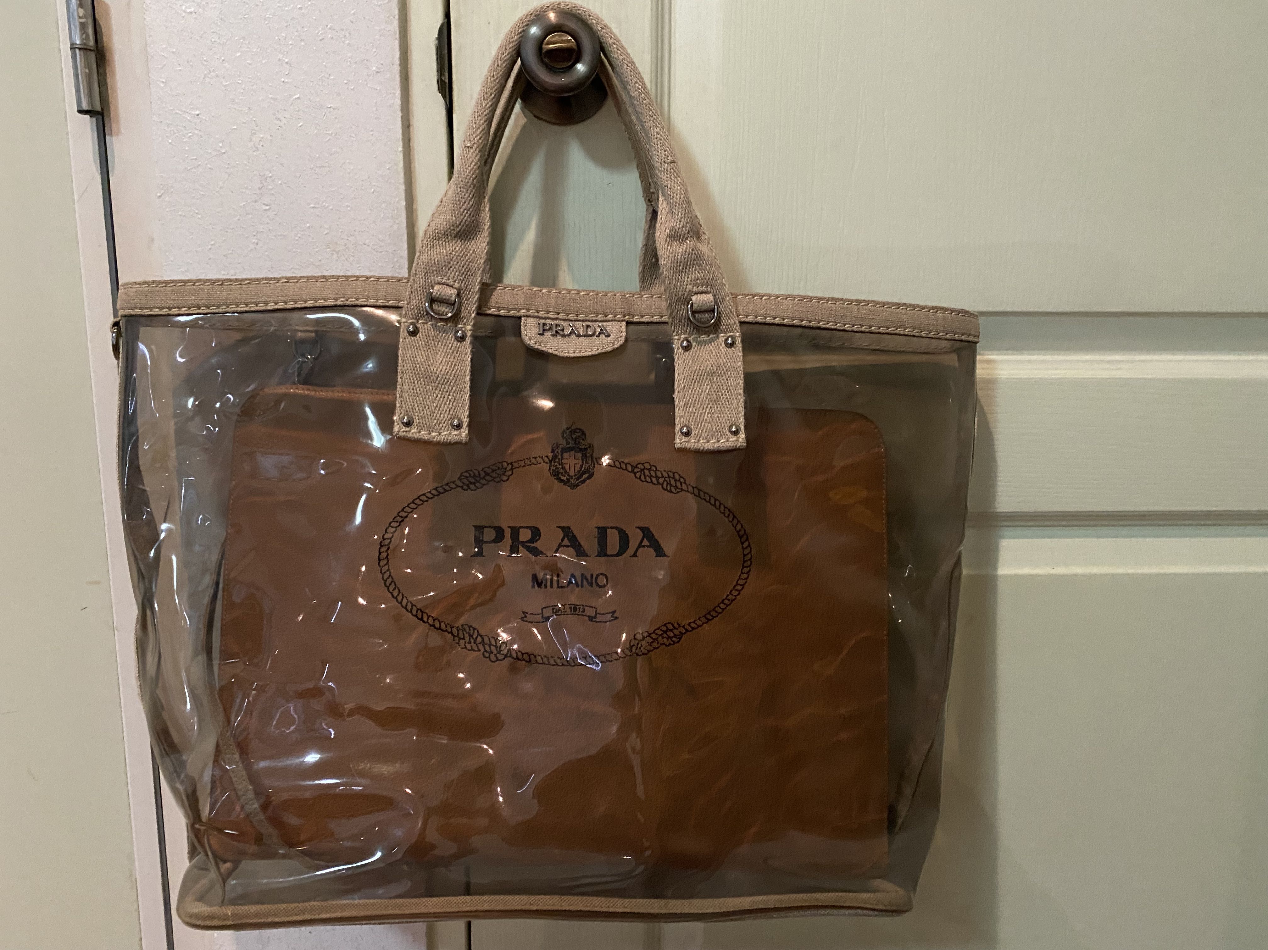 Prada transparent tote best sale