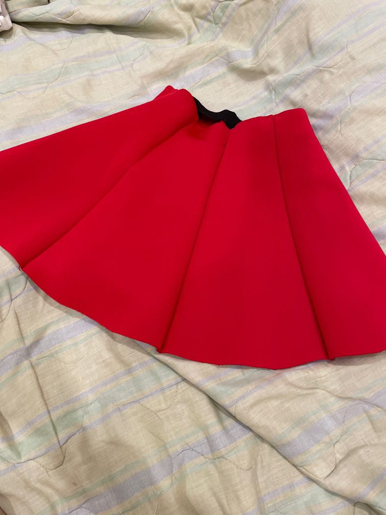 Red Mini Flare Skirt, Women's Fashion, Bottoms, Skirts on Carousell