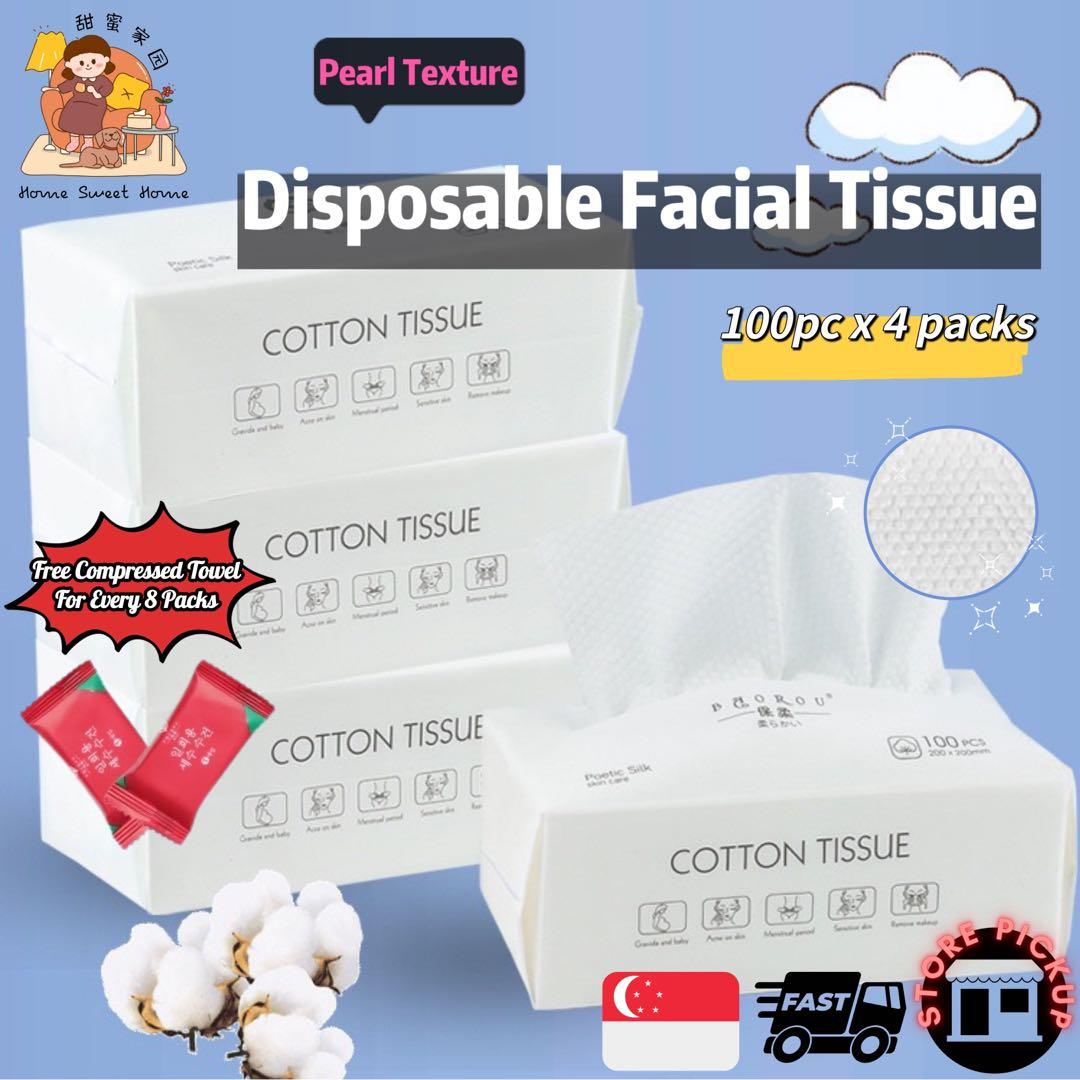 Disposable Face Towel for Dry and Wet Use, 100% Cotton Facial Tissue, Ultra  Thicked Facial Cleansing Towels, Multi-Purpose Dry Wipes for Makeup