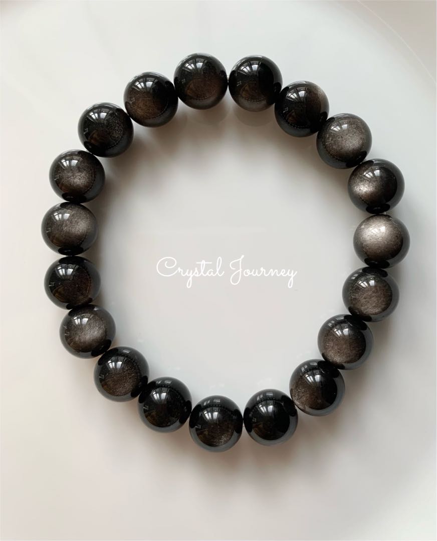 Silver hot sale obsidian bracelet