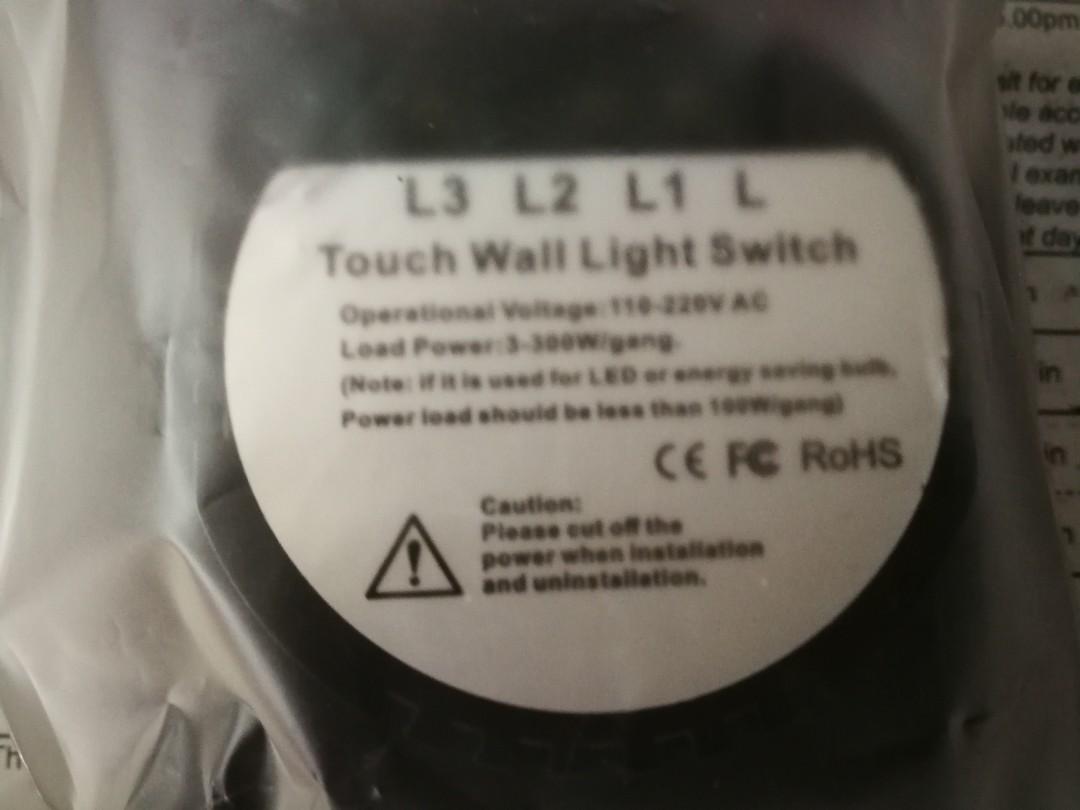 Touch screen switch (Category: Electrical, Adaptors & Sockets) located in Singapore. Submitted by ms3887 (Listing ID 1173011121, Image 2). Description: 3pcs of 3 gang 1 way touch screen switch . tested and good condition ..