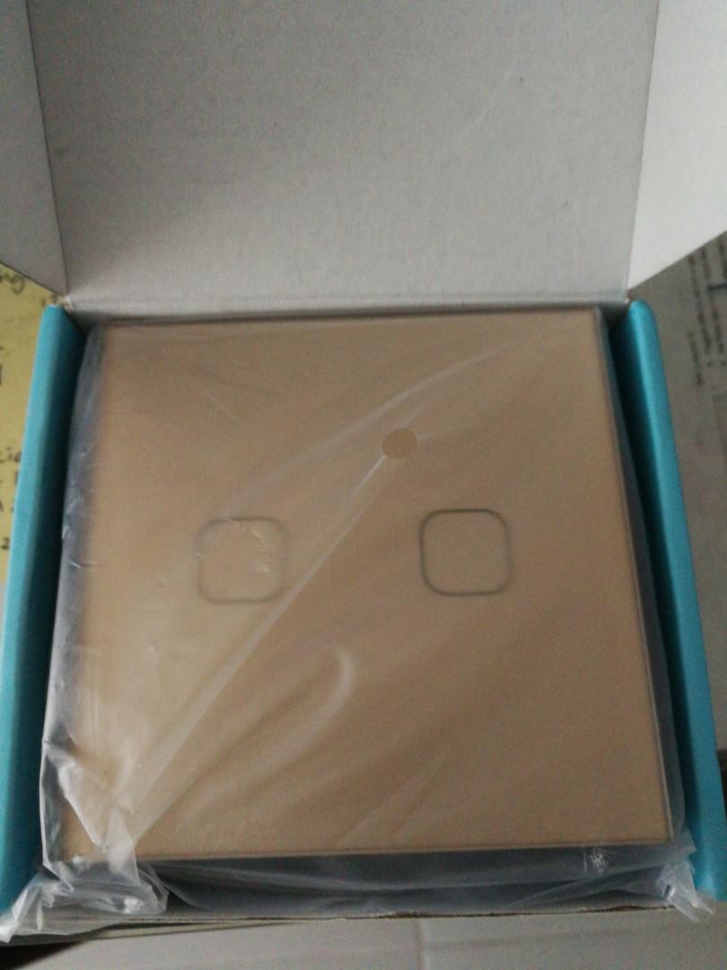 Touch screen switch (Category: Electrical, Adaptors & Sockets) located in Singapore. Submitted by ms3887 (Listing ID 1173014458, Image 2). Description: BNIB 2 gang 1 way touch screen switch.