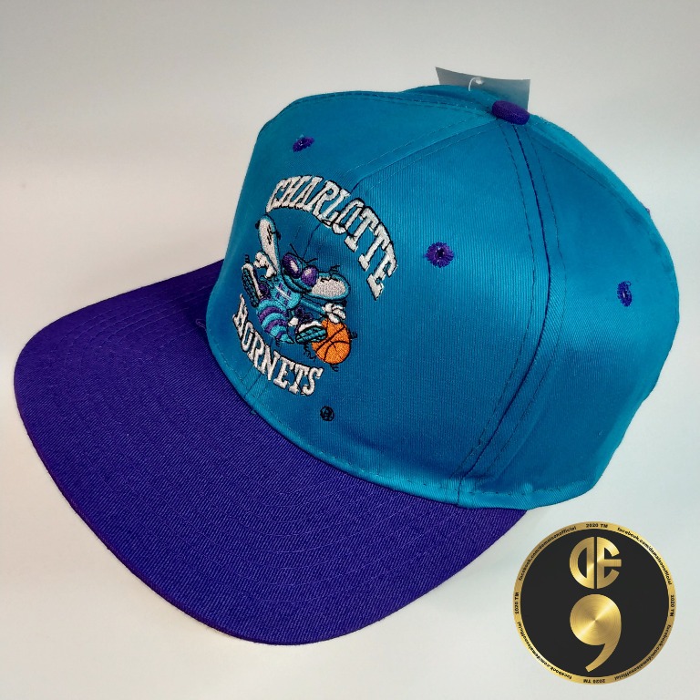 Vintage Deadstock 90's NBA Charlotte Hornets Super Script Block Snapback Hat