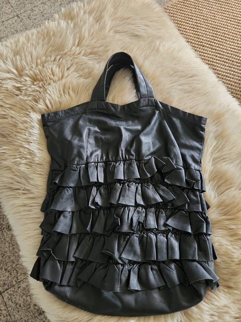 Vintage Comme des garcons ruffled tote bag lamb skin Women s
