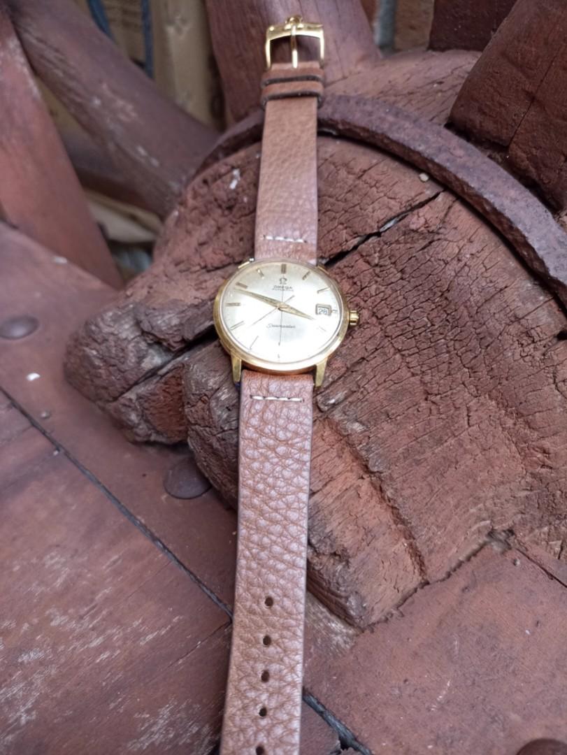 Vintage Omega Seamaster (Category: Precious Stones) located in Davao. Submitted by papa1919 (Listing ID 1006039115, Image 2). Description: - Vintage, circa 1960s. - Automatic self-winding. - 36mm case excluding crown. - Authentic crosshair champaign dial (not professionally refinished). - Unbuffed case with minor scratches consistent with age. - Crown has been replaced but with an era appropriate original Omega crown. - Will come with a brand new