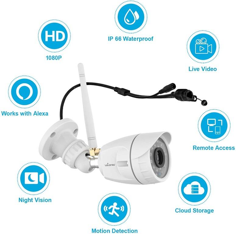 wansview Outdoor Security Camera, wansview 1080P Wireless WiFi - Main Image