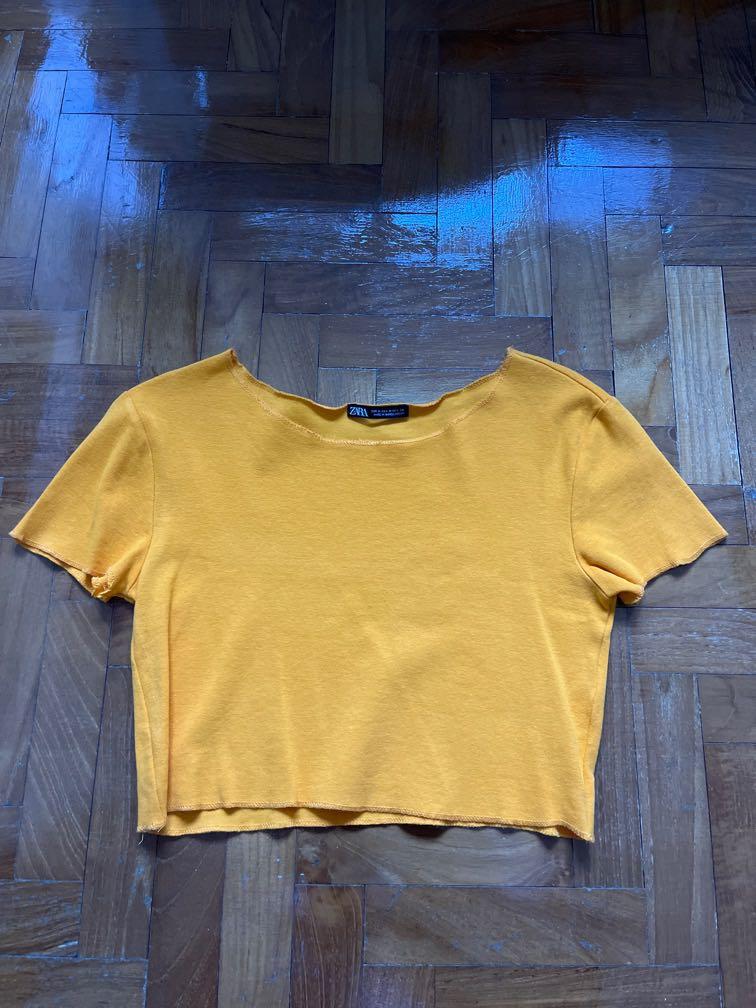 Yellow Zara Crop Top, Women's Fashion, Tops, Shirts on Carousell