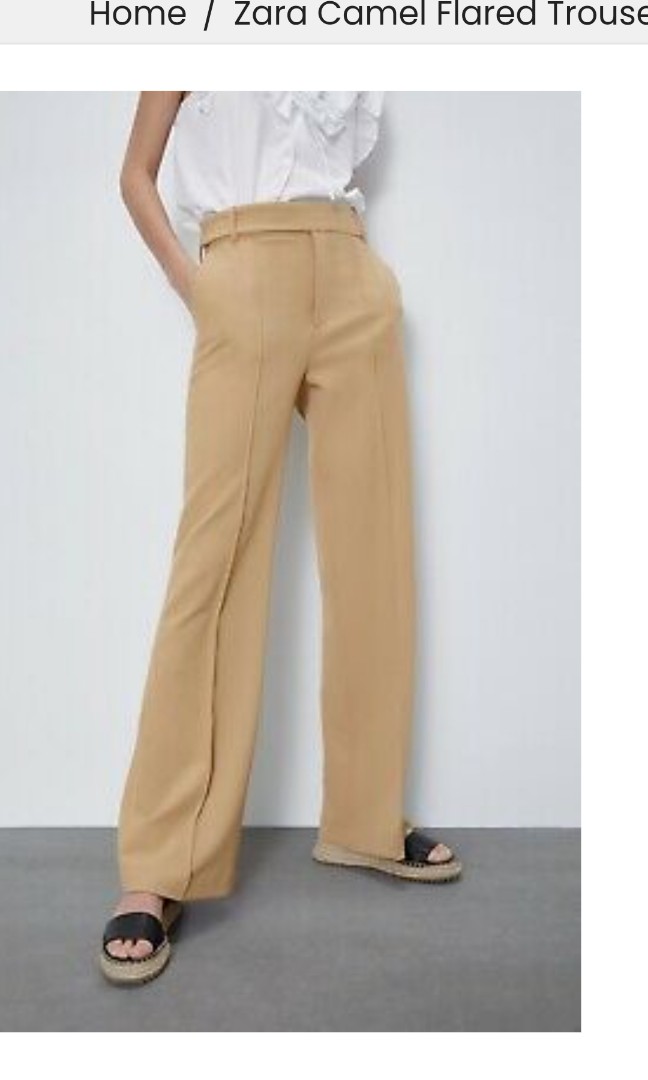 Zara camel flared trousers outlet